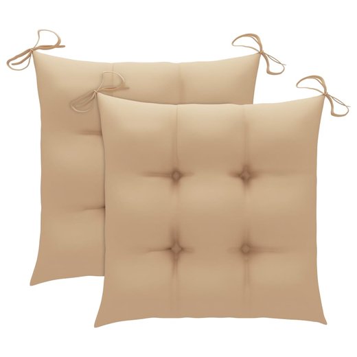 Gartensthle 2 Stk. mit Beige Kissen Massivholz Teak