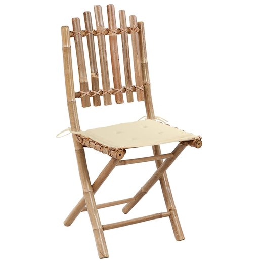 Klappbare Gartensthle 2 Stk. mit Kissen Bambus