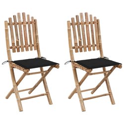 Klappbare Gartensthle 2 Stk. mit Kissen Bambus