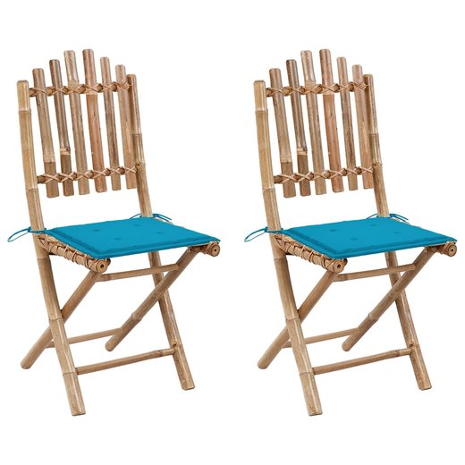 Klappbare Gartensthle 2 Stk. mit Kissen Bambus