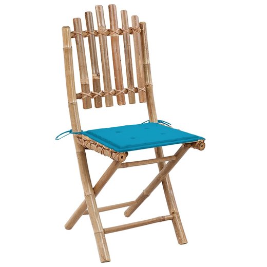 Klappbare Gartensthle 2 Stk. mit Kissen Bambus