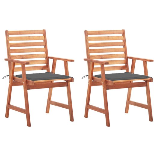Garten-Esssthle 2 Stk. mit Kissen Massivholz Akazie