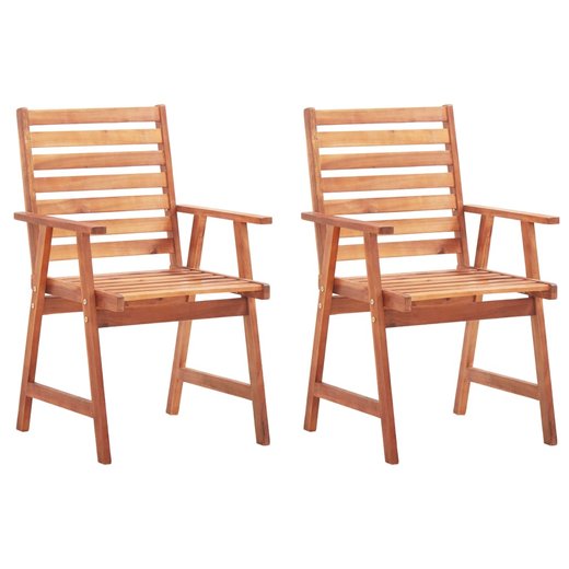 Garten-Esssthle 2 Stk. mit Kissen Massivholz Akazie