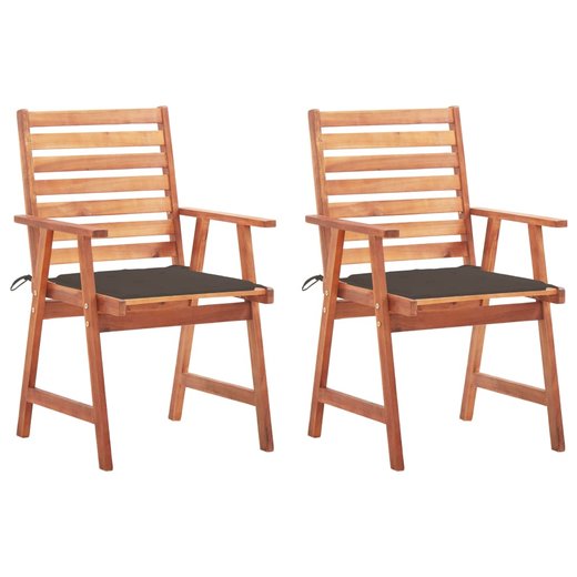 Garten-Esssthle 2 Stk. mit Kissen Massivholz Akazie