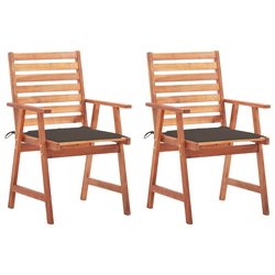 Garten-Esssthle 2 Stk. mit Kissen Massivholz Akazie