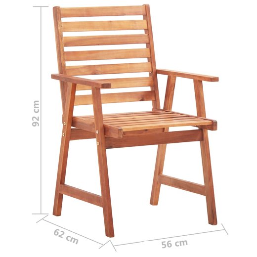 Garten-Esssthle 3 Stk. mit Kissen Massivholz Akazie