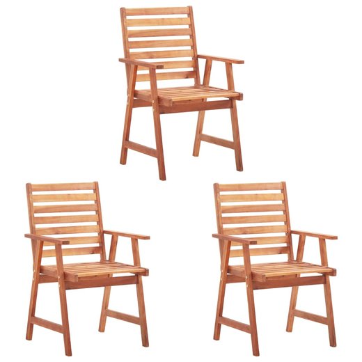 Garten-Esssthle 3 Stk. mit Kissen Massivholz Akazie