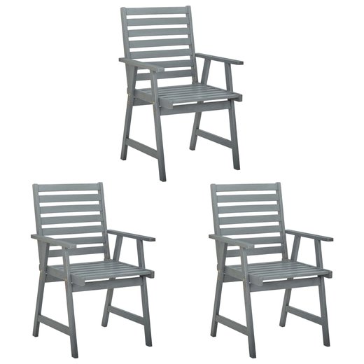 Garten-Esssthle mit Kissen 3 Stk. Massivholz Akazie