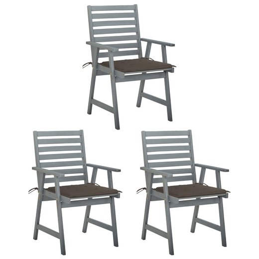Garten-Esssthle mit Kissen 3 Stk. Massivholz Akazie