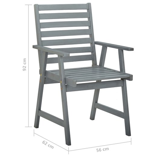 Garten-Esssthle mit Kissen 3 Stk. Massivholz Akazie