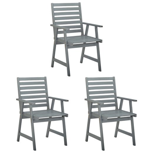 Garten-Esssthle mit Kissen 3 Stk. Massivholz Akazie