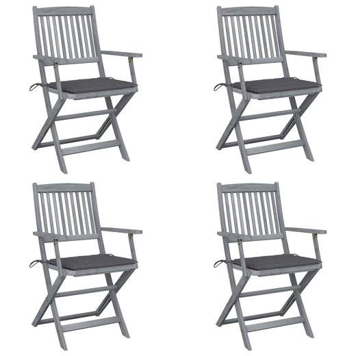Klappbare Gartensthle 4 Stk. mit Sitzkissen Massivholz Akazie