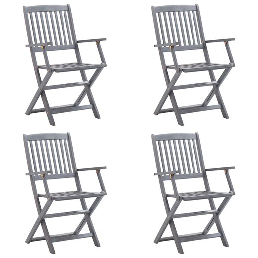 Klappbare Gartensthle 4 Stk. mit Sitzkissen Massivholz Akazie