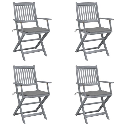 Klappbare Gartensthle 4 Stk. mit Sitzkissen Massivholz Akazie