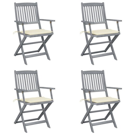 Klappbare Gartensthle 4 Stk. mit Sitzkissen Massivholz Akazie