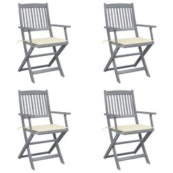 Klappbare Gartensthle 4 Stk. mit Sitzkissen Massivholz...