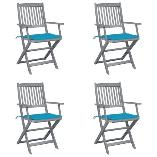 Klappbare Gartensthle 4 Stk. mit Sitzkissen Massivholz Akazie