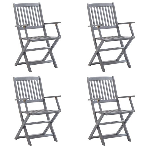 Klappbare Gartensthle 4 Stk. mit Sitzkissen Massivholz Akazie