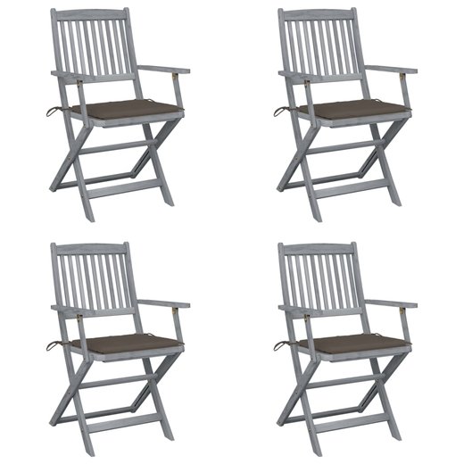 Klappbare Gartensthle 4 Stk. mit Sitzkissen Massivholz Akazie