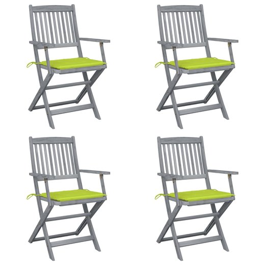 Klappbare Gartensthle 4 Stk. mit Sitzkissen Massivholz Akazie