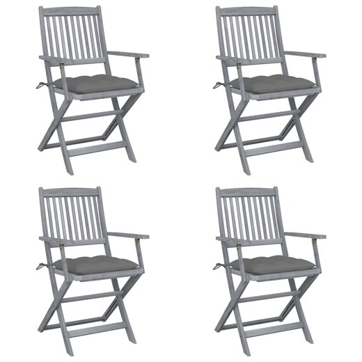 Klappbare Gartensthle 4 Stk. mit Kissen Massivholz Akazie