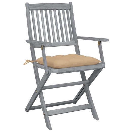 Klappbare Gartensthle 4 Stk. mit Kissen Massivholz Akazie