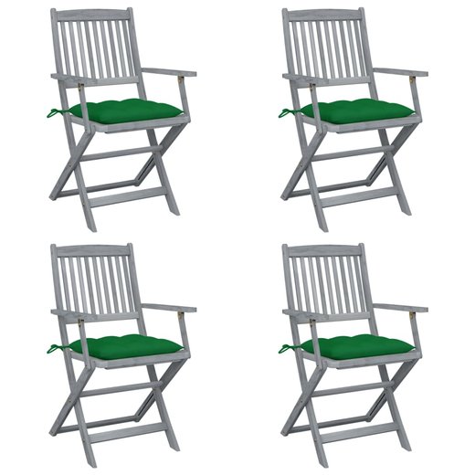 Klappbare Gartensthle 4 Stk. mit Kissen Massivholz Akazie