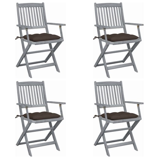 Klappbare Gartensthle 4 Stk. mit Kissen Massivholz Akazie
