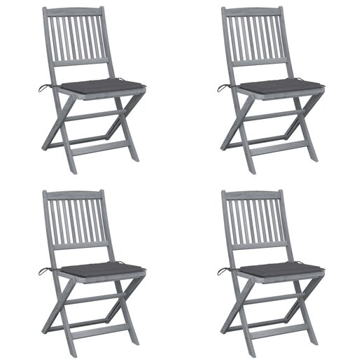 Klappbare Gartensthle 4 Stk. mit Kissen Massivholz Akazie