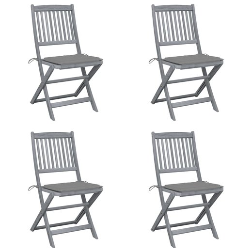 Klappbare Gartensthle 4 Stk. mit Kissen Massivholz Akazie