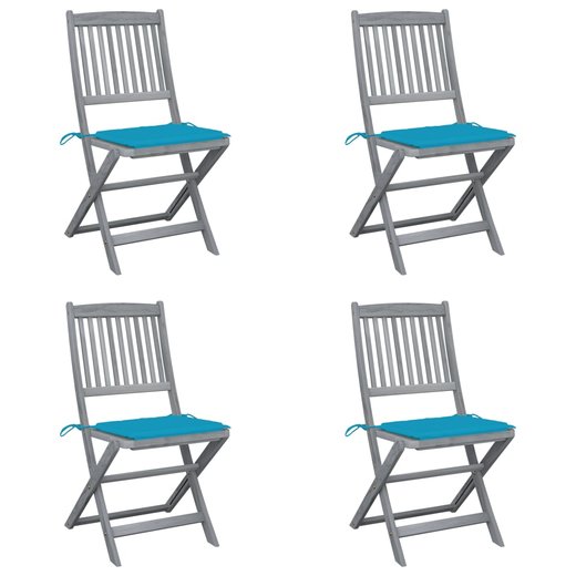 Klappbare Gartensthle 4 Stk. mit Kissen Massivholz Akazie