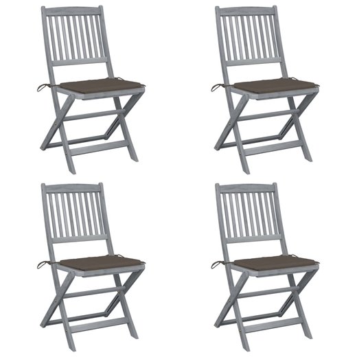 Klappbare Gartensthle 4 Stk. mit Kissen Massivholz Akazie