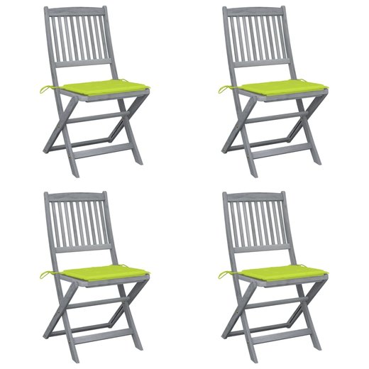 Klappbare Gartensthle 4 Stk. mit Kissen Massivholz Akazie