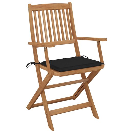 Klappbare Gartensthle 2 Stk. mit Kissen Massivholz Akazie