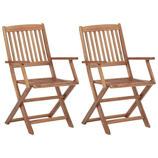Klappbare Gartensthle 2 Stk. mit Kissen Massivholz Akazie