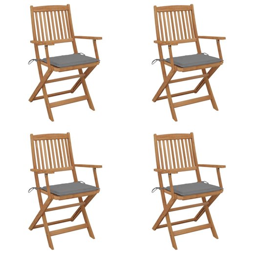 Klappbare Gartensthle 4 Stk. mit Kissen Massivholz Akazie