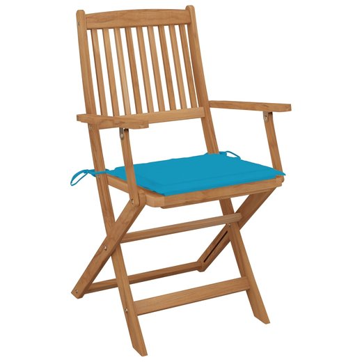 Klappbare Gartensthle 4 Stk. mit Kissen Massivholz Akazie