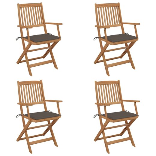 Klappbare Gartensthle 4 Stk. mit Kissen Massivholz Akazie