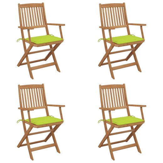 Klappbare Gartensthle 4 Stk. mit Kissen Massivholz Akazie