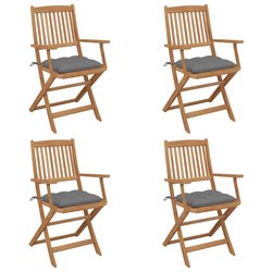 Klappbare Gartensthle 4 Stk. mit Kissen Massivholz Akazie