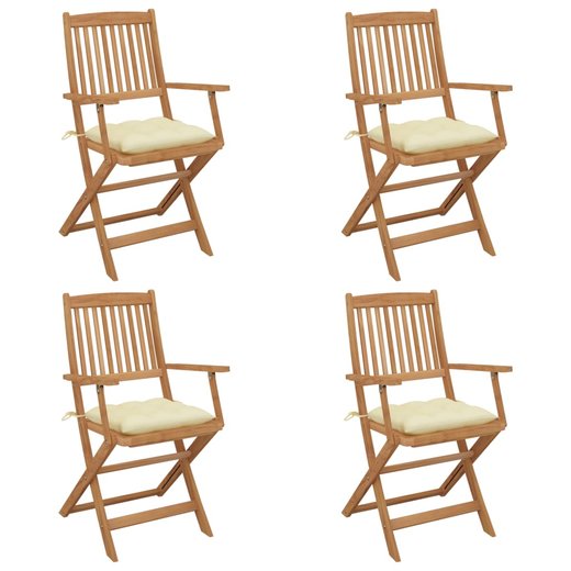 Klappbare Gartensthle 4 Stk. mit Kissen Massivholz Akazie