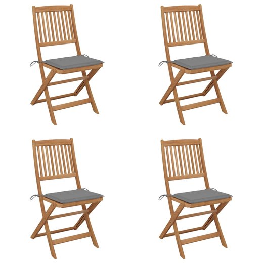 Klappbare Gartensthle 4 Stk. mit Kissen Massivholz Akazie
