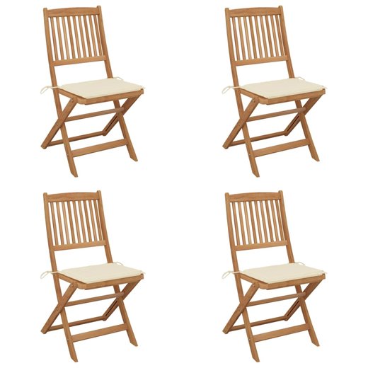 Klappbare Gartensthle 4 Stk. mit Kissen Massivholz Akazie