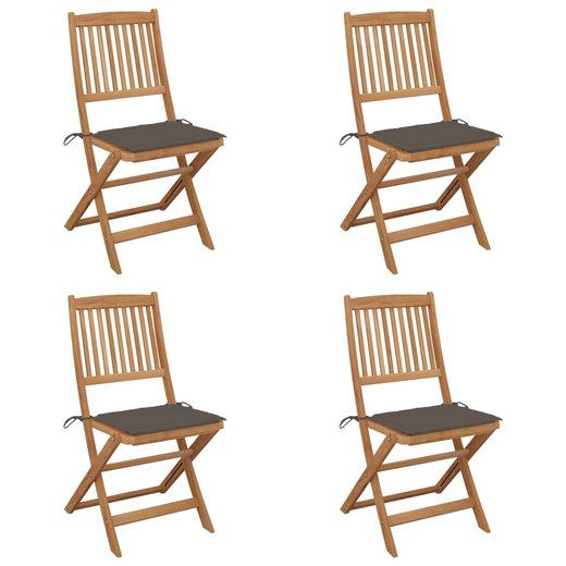 Klappbare Gartensthle 4 Stk. mit Kissen Massivholz Akazie