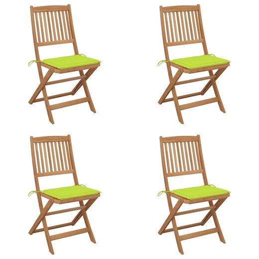 Klappbare Gartensthle 4 Stk. mit Kissen Massivholz Akazie