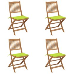 Klappbare Gartensthle 4 Stk. mit Kissen Massivholz Akazie