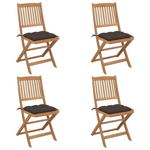 Klappbare Gartensthle 4 Stk. mit Kissen Massivholz Akazie