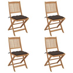 Klappbare Gartensthle 4 Stk. mit Kissen Massivholz Akazie