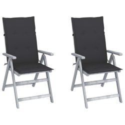Verstellbare Gartensthle 2 Stk. mit Auflagen Massivholz...