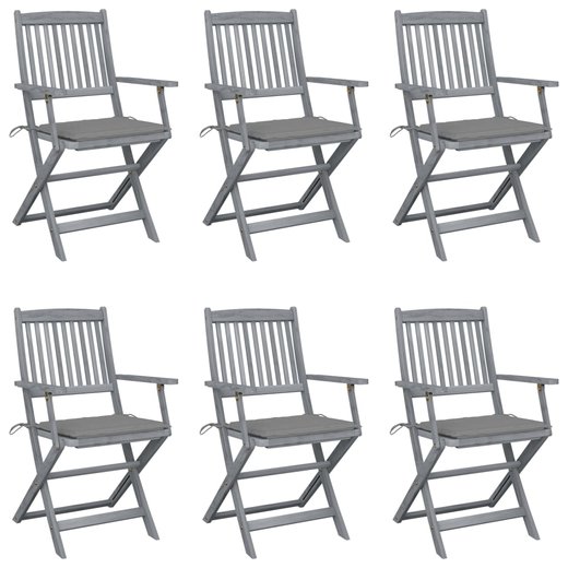 Klappbare Gartensthle 6 Stk. mit Sitzkissen Massivholz Akazie